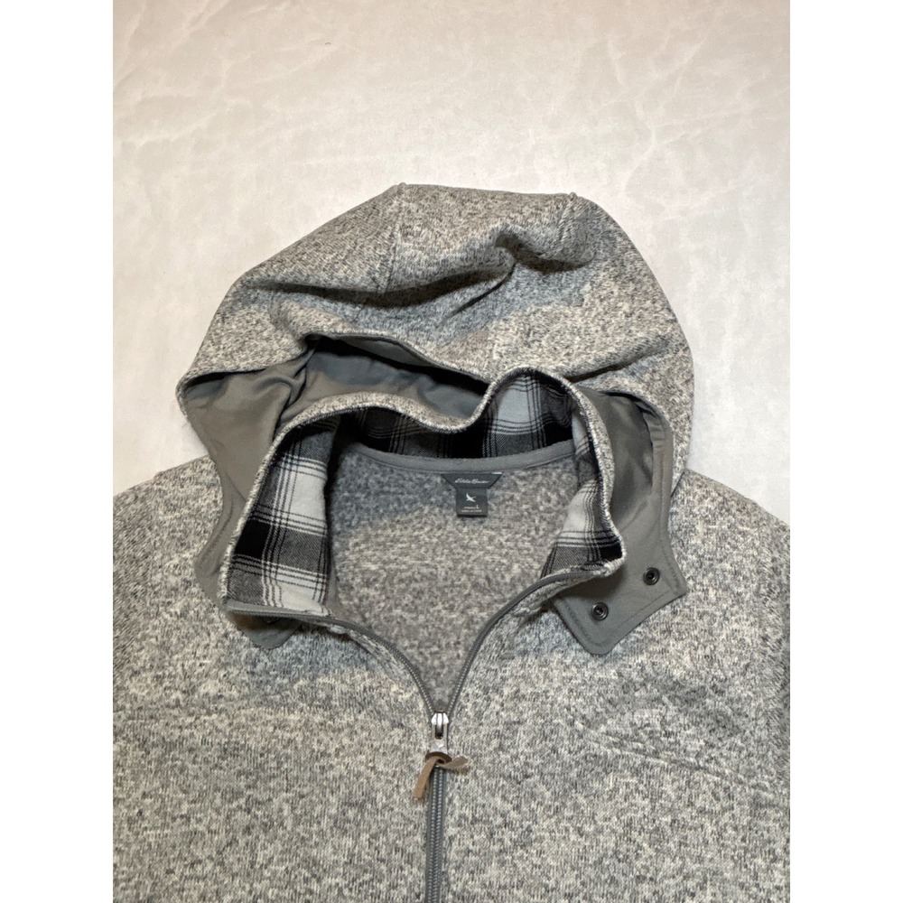 Eddie Bauer Womens Heathered Gray Fleece Lined‎ Hooded Jacket Full Zip Size L - Picture 3 of 10
